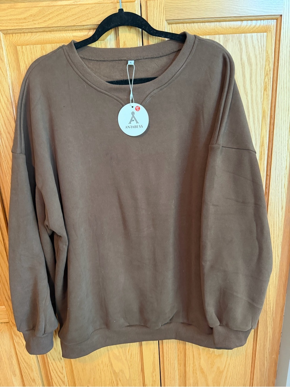 Oversized Brown Crewneck Sweater - xl